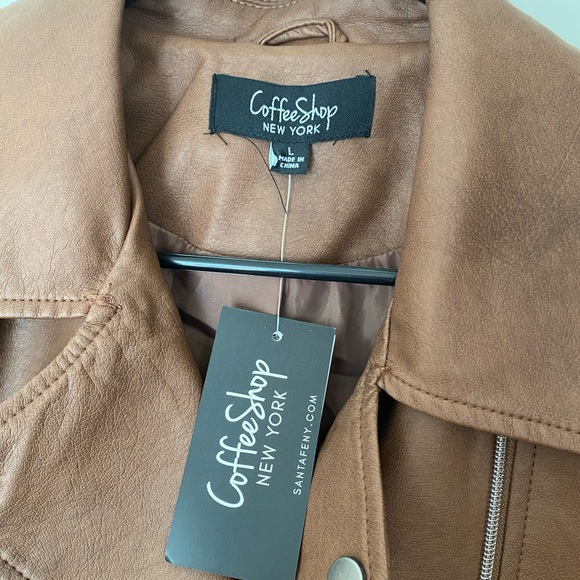 Brown faux leather long sleeve jacket from Macys - Picture 4 of 4